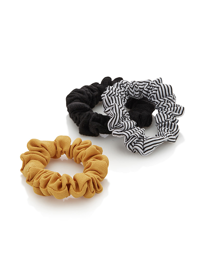 Simons Patterned Black Small fall scrunchies Set of 3 for women