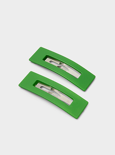 Matte rectangular barrettes Set of 2