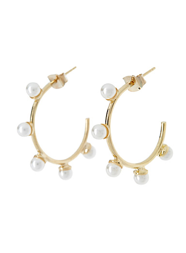 Pearly gold hoops | Simons | Shop Women's Earrings Online | Simons