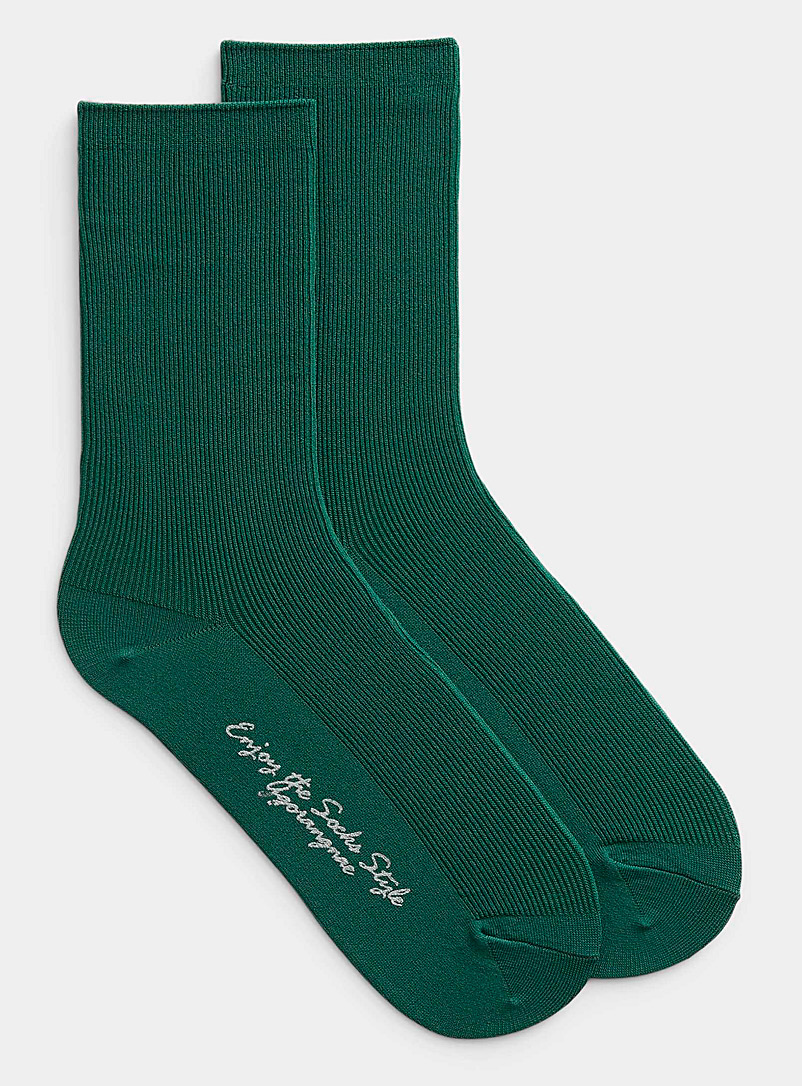 Simons Green Mini-ribbed sock for women