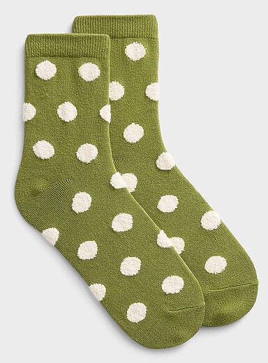 La chaussette larges pois pelucheux