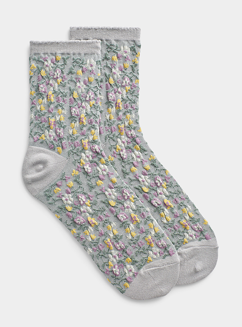 Simons Grey Flower garden sock for women