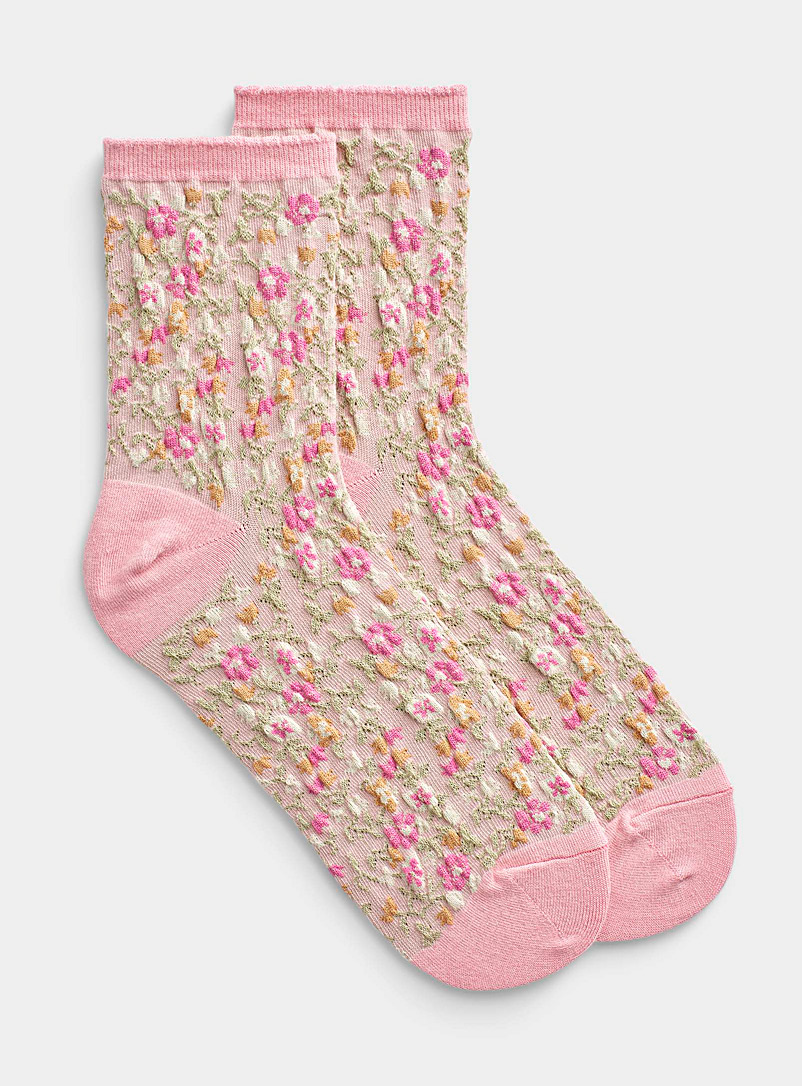 Simons Pink Flower garden sock for women