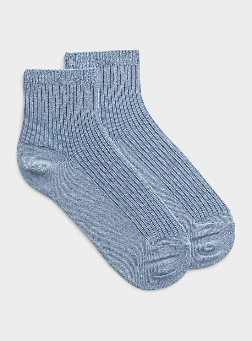 Simons Blue Ribbed stripe socks for women