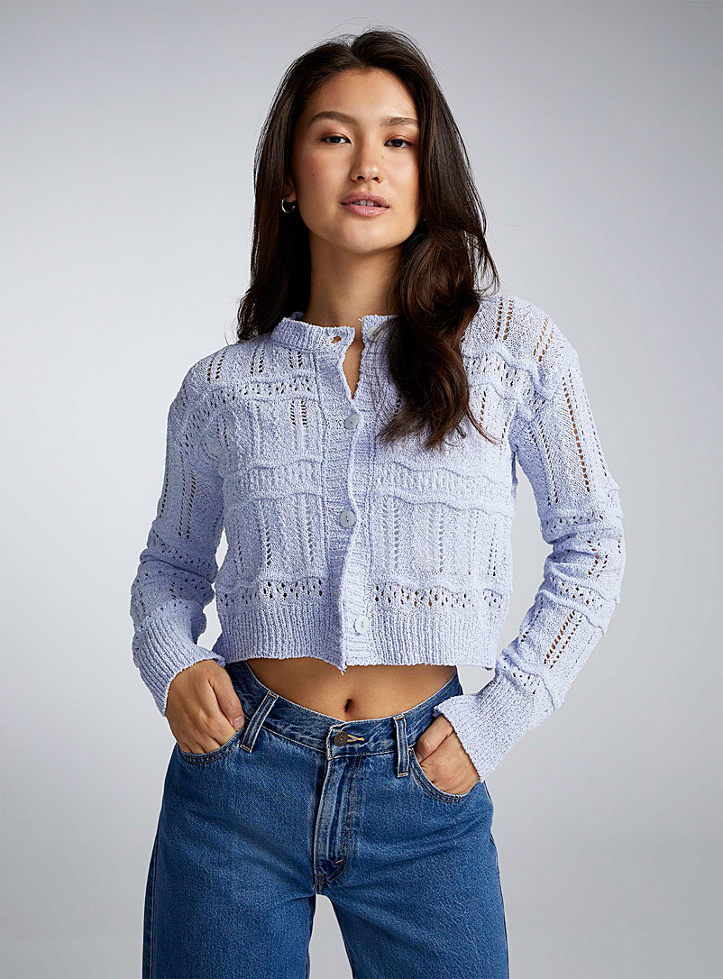 Cardigan Bleu Femme - Taille Petit/moyen, Matière Acrylique, Col V, Occasion Très Bon état