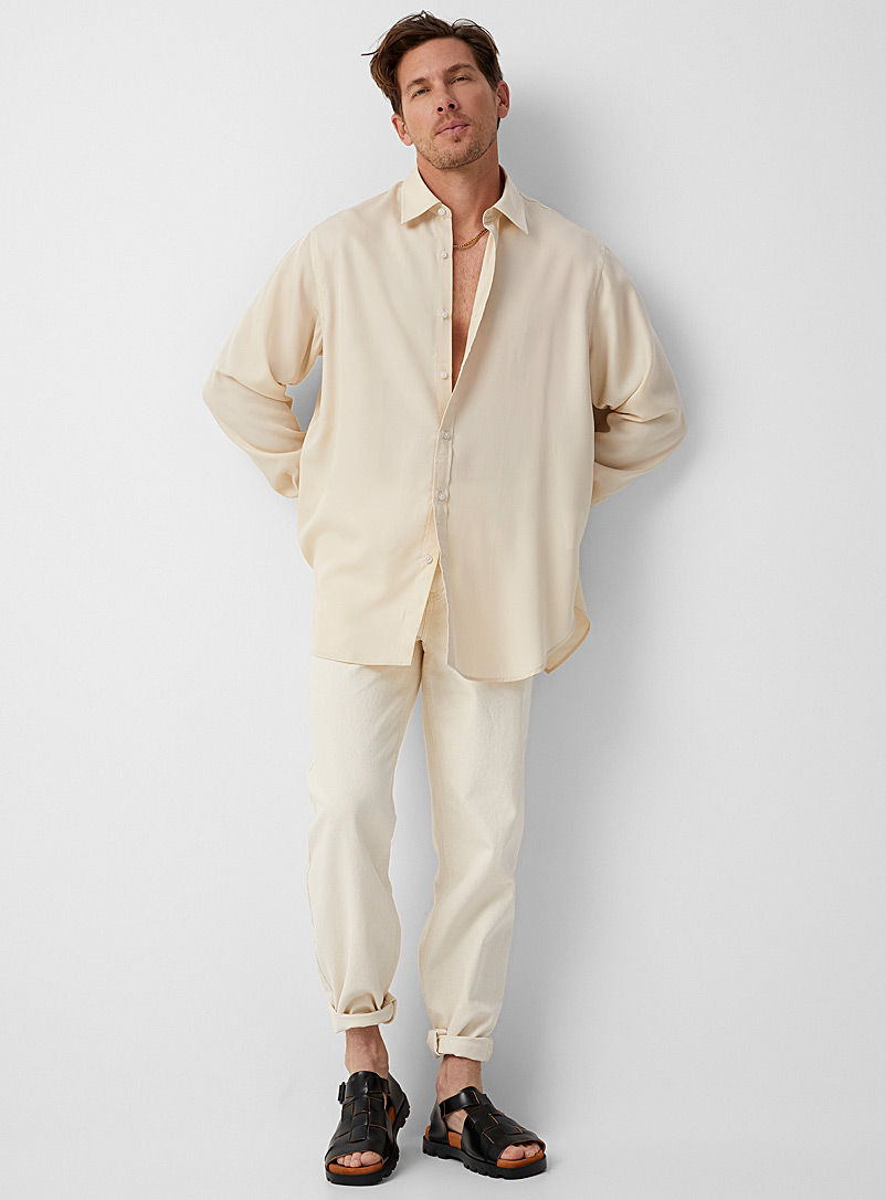 Le 31 White Minimalist longline shirt for men