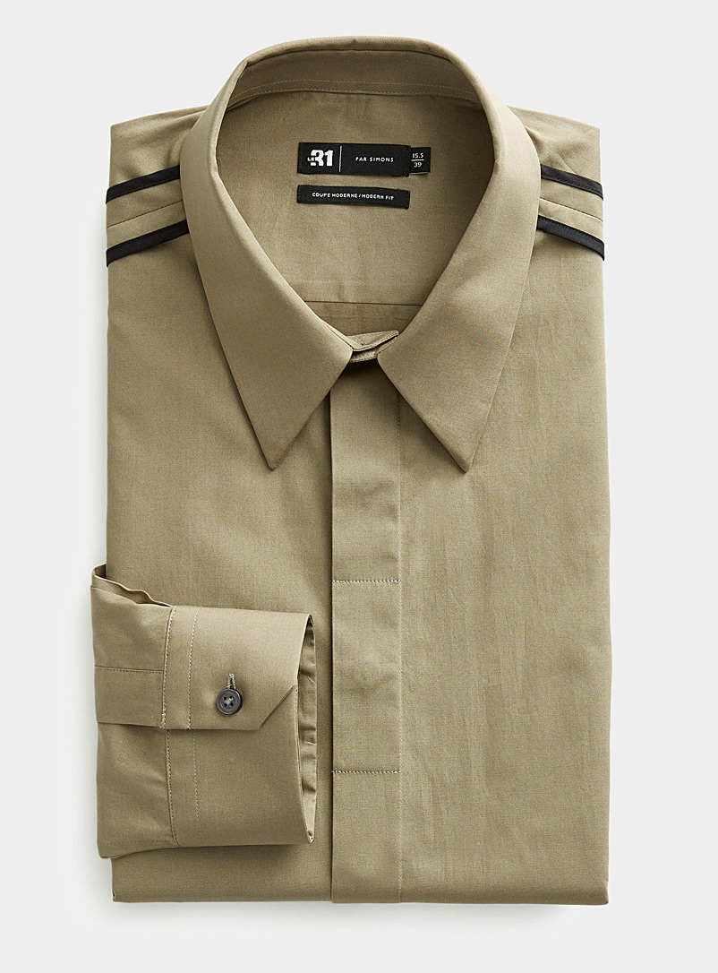 Le 31 Green Accent-shoulder shirt Modern fit for men