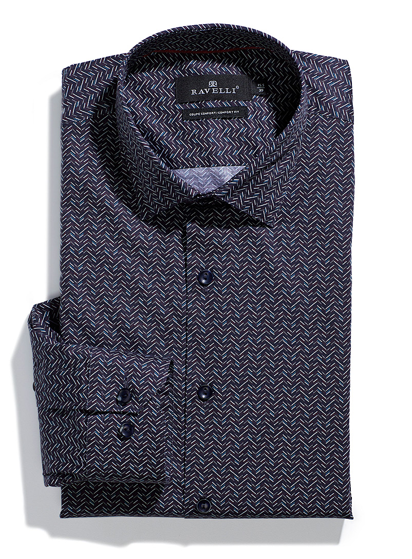 Ravelli Black Modern herringbone shirt Comfort fit for men