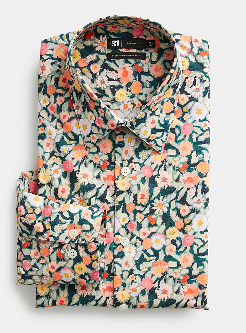Le 31 Assorted Floral painting shirt Modern fit for men