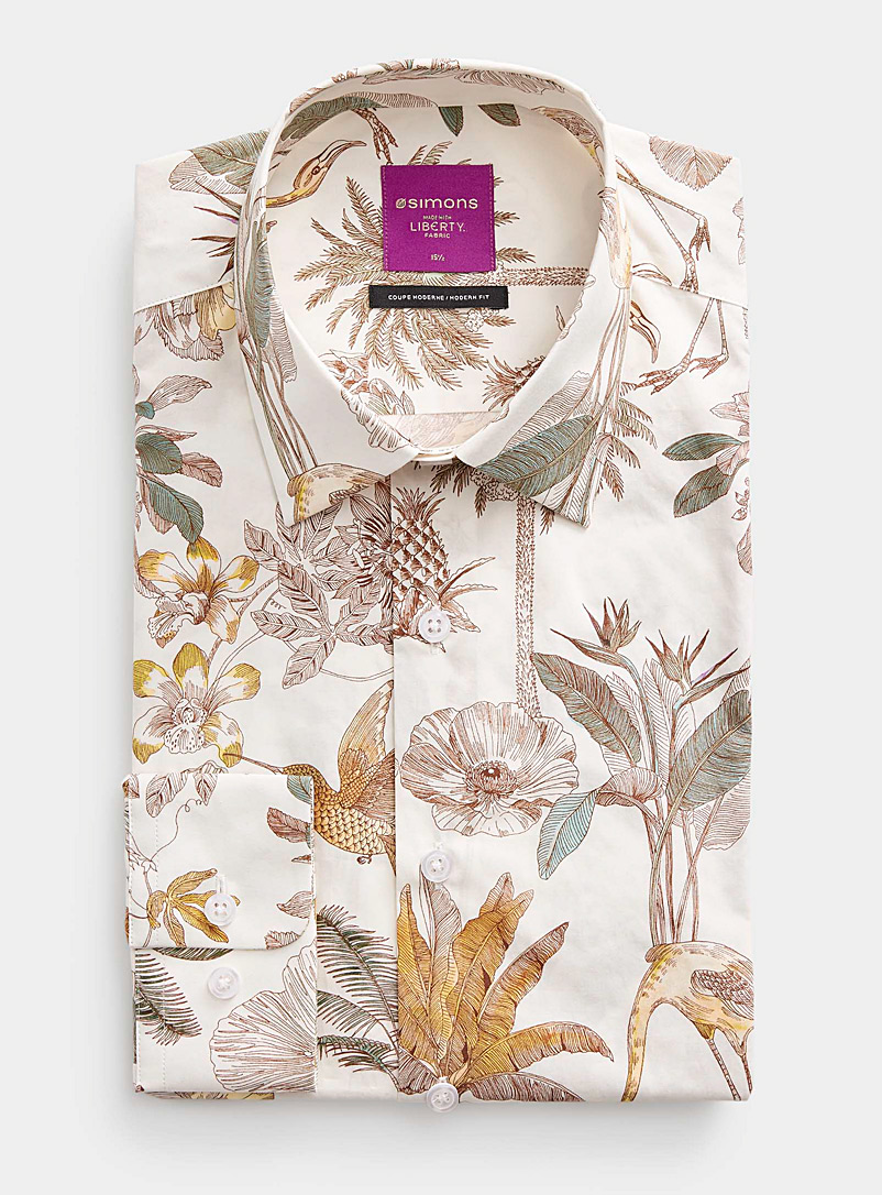 Le 31: La chemise végétation luxuriante Coupe moderne Faite avec un tissu Liberty Sable pour homme
