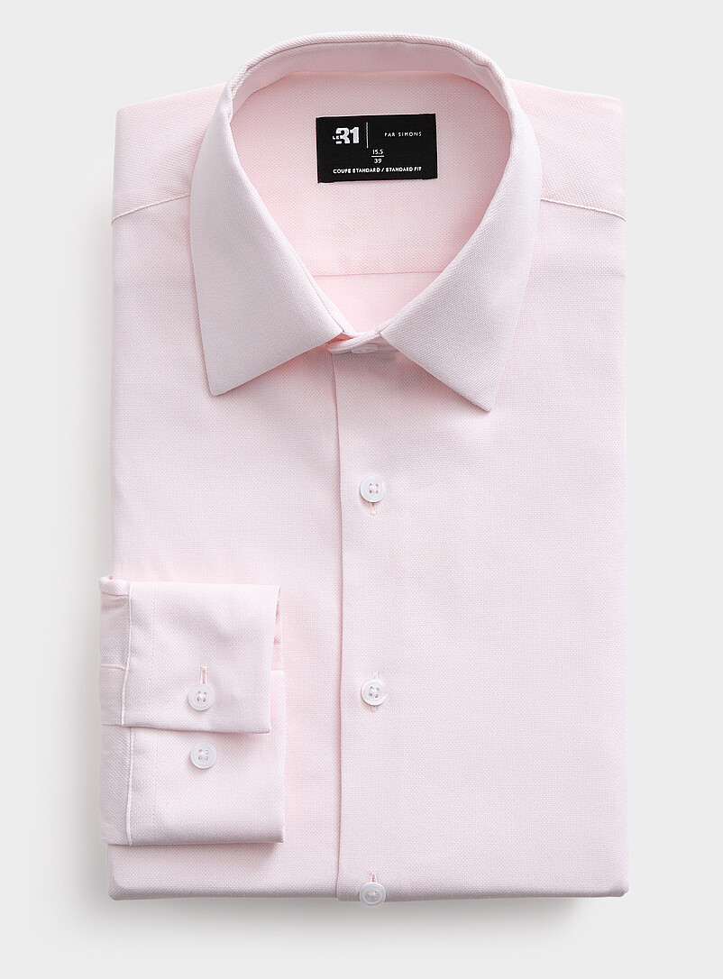 Le 31: La chemise unie tissage panier <b>Coupe standard</b> Blanc cass&eacute; pour homme