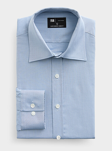 Le 31: La chemise twill coton bio <b>Coupe moderne</b> Bleu pour homme