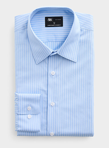 Le 31 Baby Blue Dual-stripe poplin shirt <b>Standard fit</b> for men