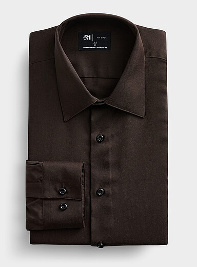 Le 31: La chemise souple en lyocell <b>Coupe standard</b> Brun pour homme