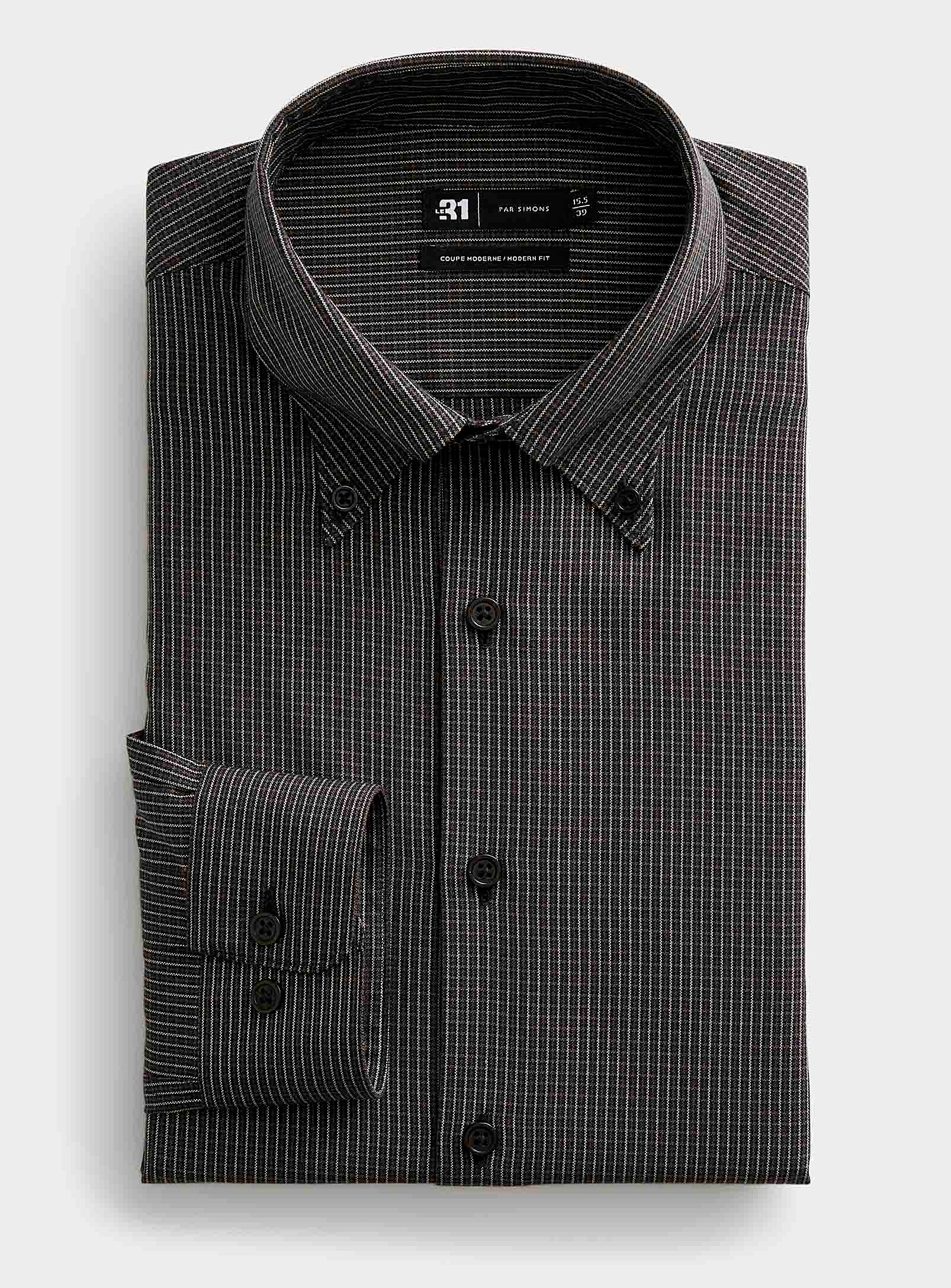 Le 31 - Men's Woven mini-check shirt Modern fit