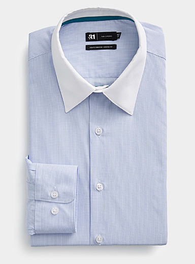 Contrast-collar mini-check shirt Modern fit