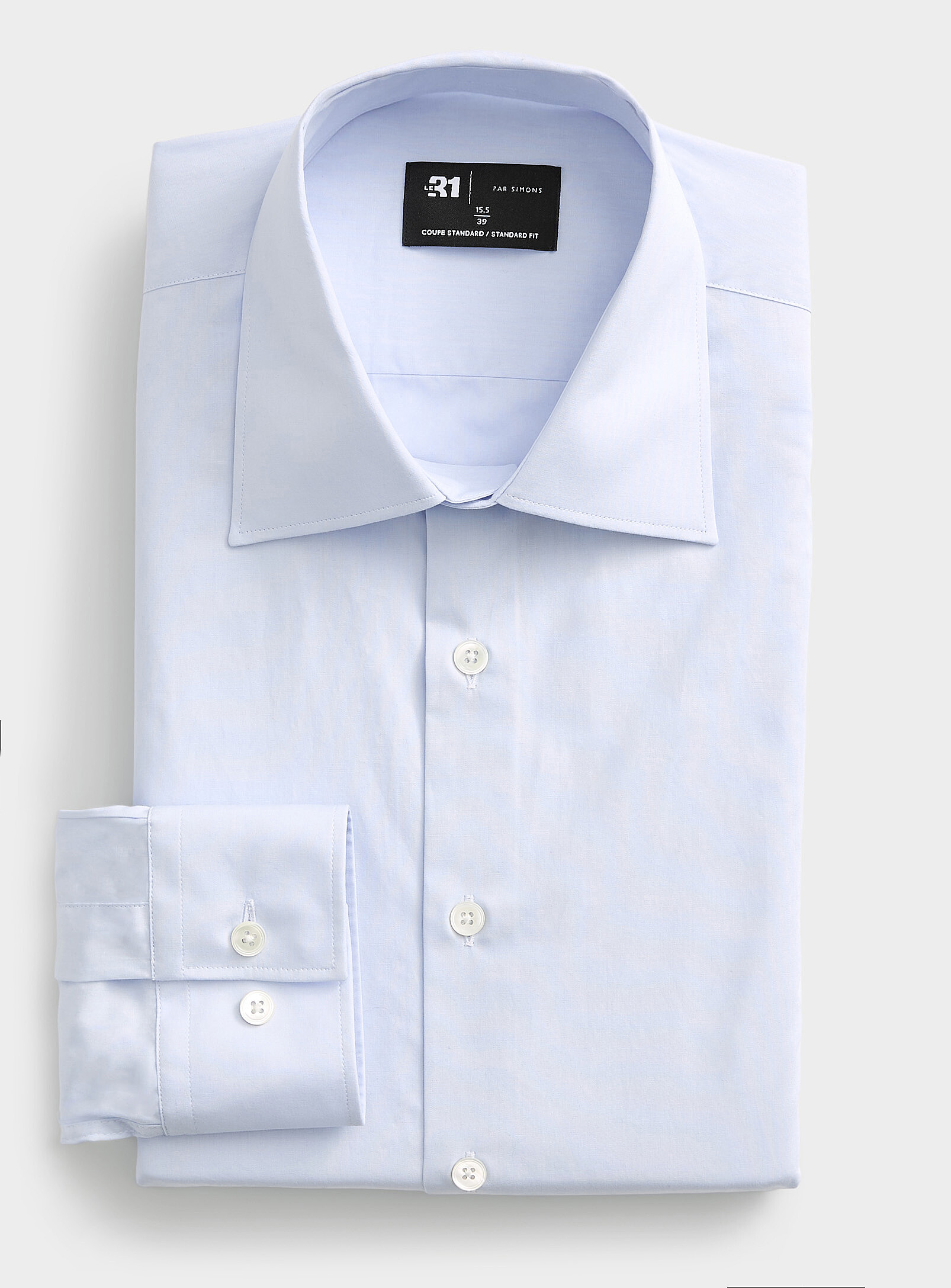 Le 31 - Essential shirt Standard fit (Men, Blue, 18)