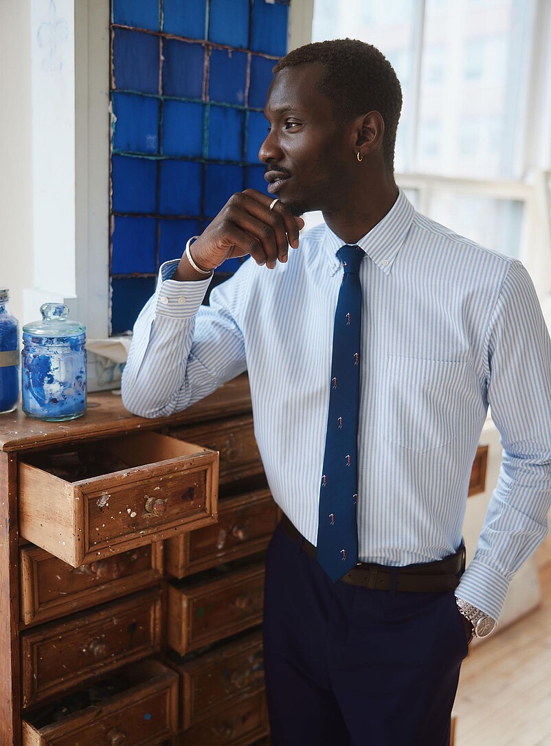 Blue-Stripe Oxford Shirt Standard Fit