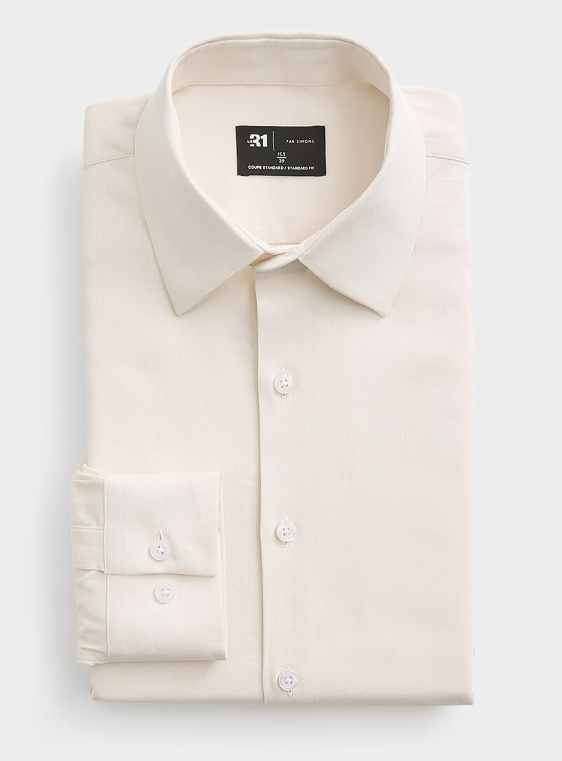 Solid Basket-Weave Shirt Standard Fit