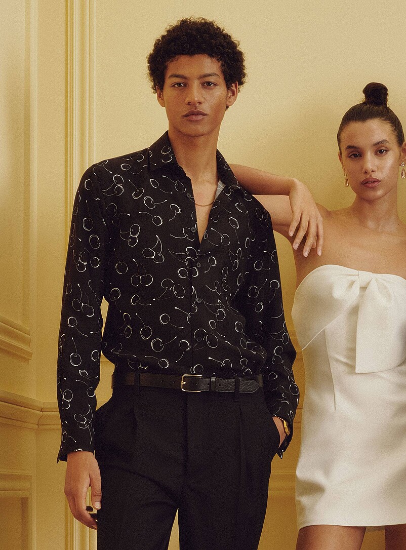 Cherry-pattern fluid shirt Modern fit product image (primary)