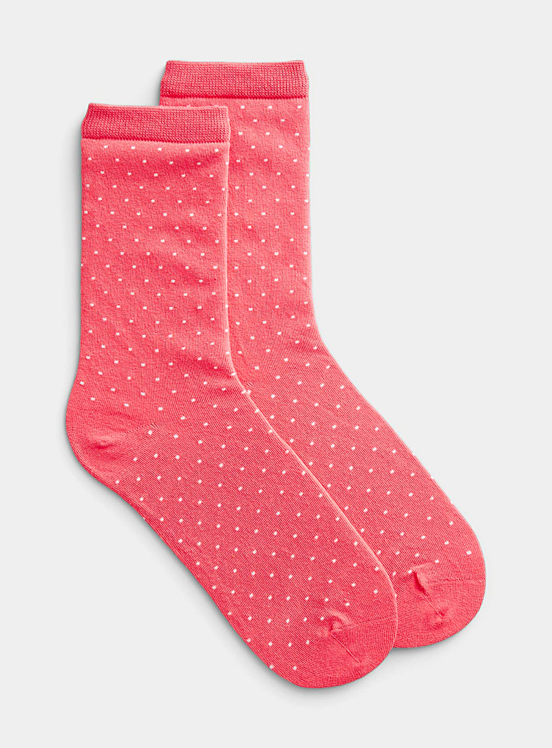 Simons Medium Pink Organic cotton mini dot socks for women
