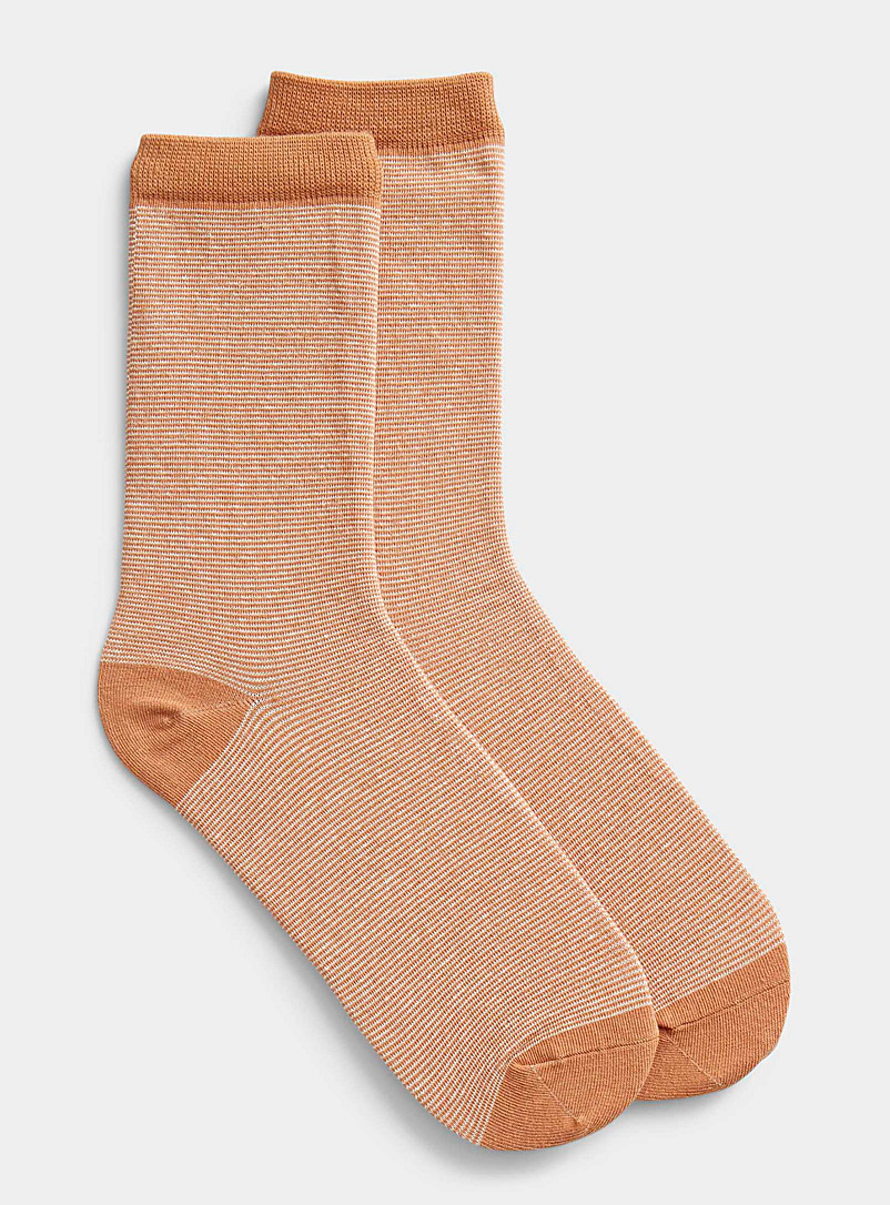 Simons Copper Organic cotton fine stripe socks for women