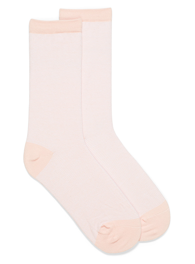Simons Pink Organic cotton fine stripe socks for women