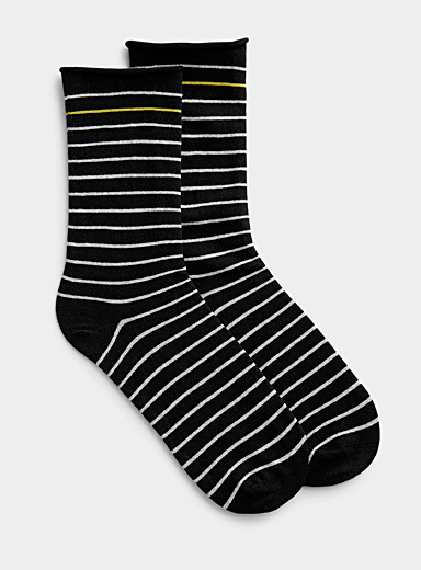 Organic cotton fine stripe socks, Simons, Shop Women's Socks Online