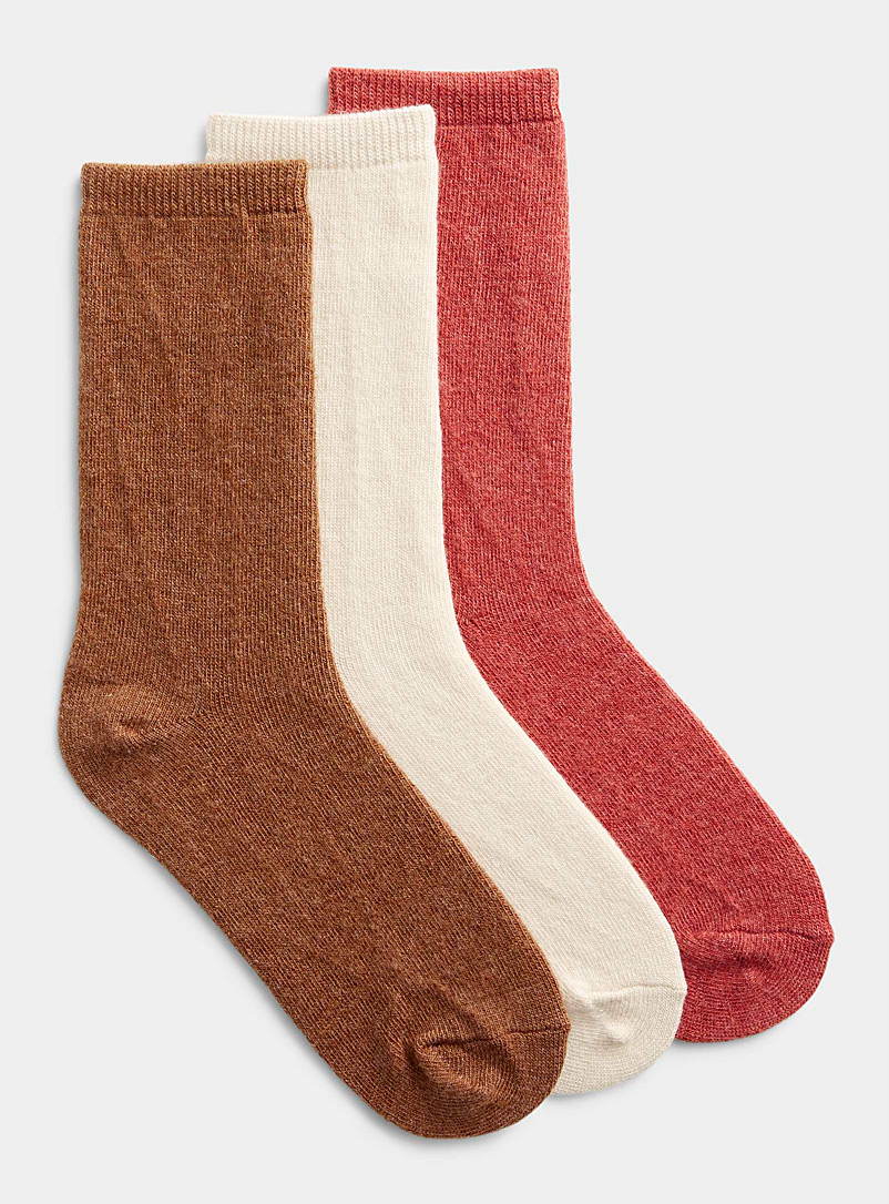 Simons Off White Touch of wool basic socks Set of 3 for women