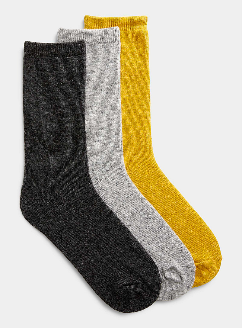 Simons Charcoal Touch of wool basic socks Set of 3 for women