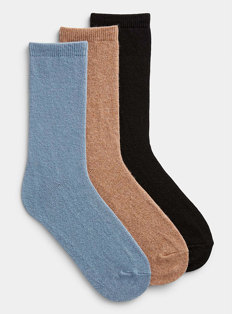 Simons: Les chaussettes basiques touche de laine Ensemble de 3 Bleu pour femme