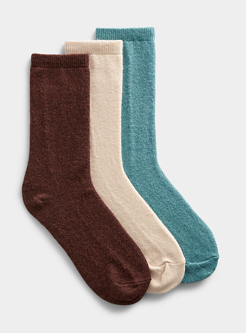 Simons Teal Touch of wool basic socks Set of 3 for women