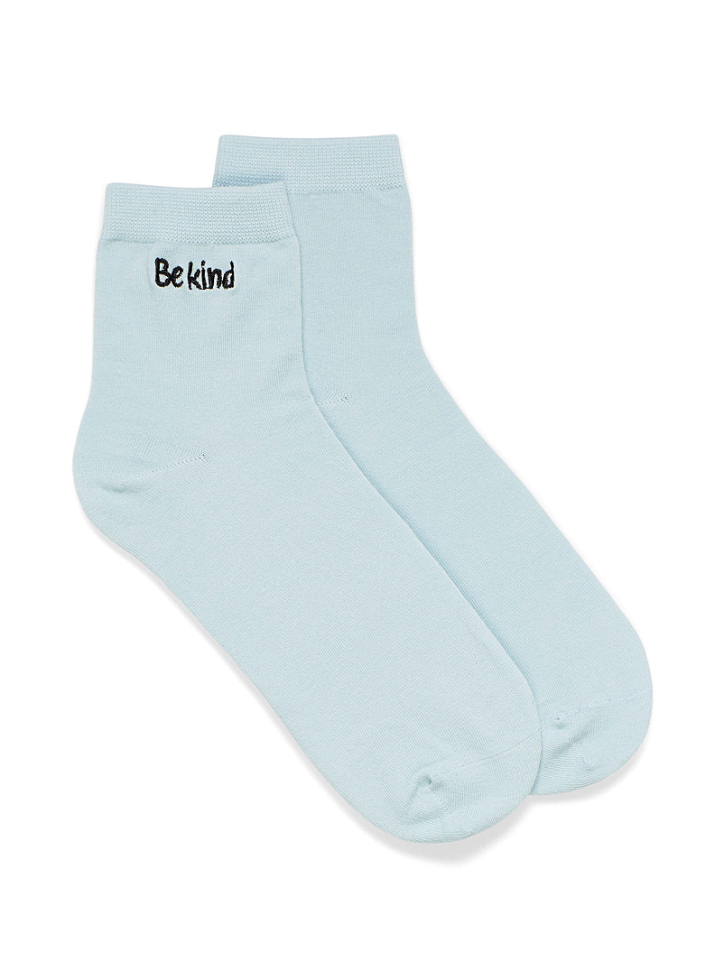 Simons Baby Blue Cheerful embroidery socks for women