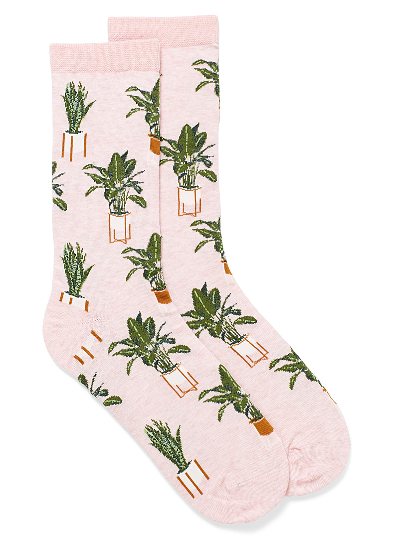 Simons Pink Organic cotton indoor plant socks for women
