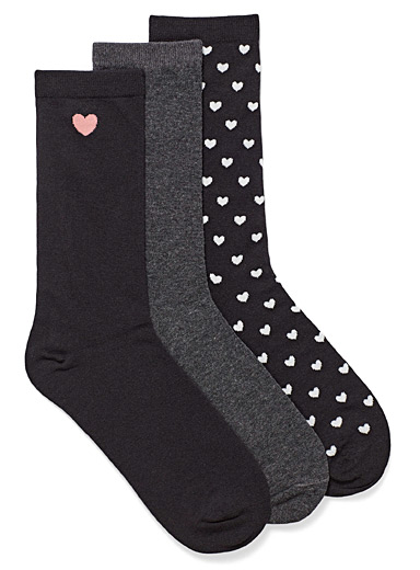 Organic cotton heart socks Set of 3 | Simons | Shop Women's Socks ...