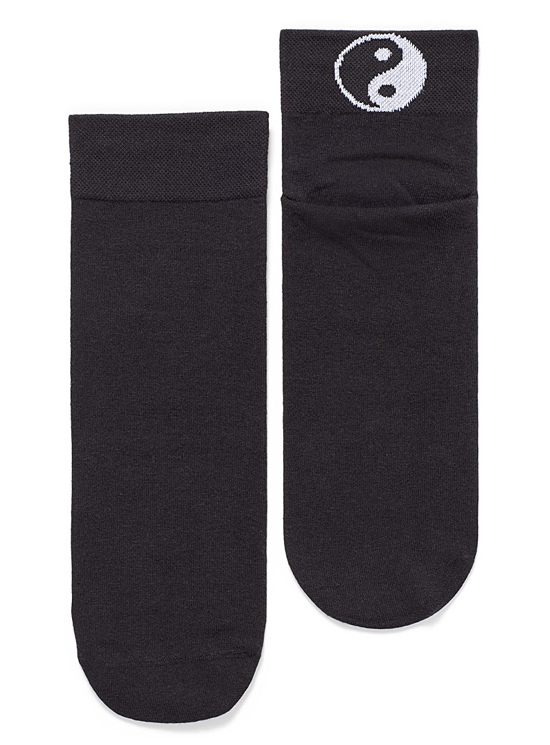 Simons Black Organic cotton emblem-heel socks for women