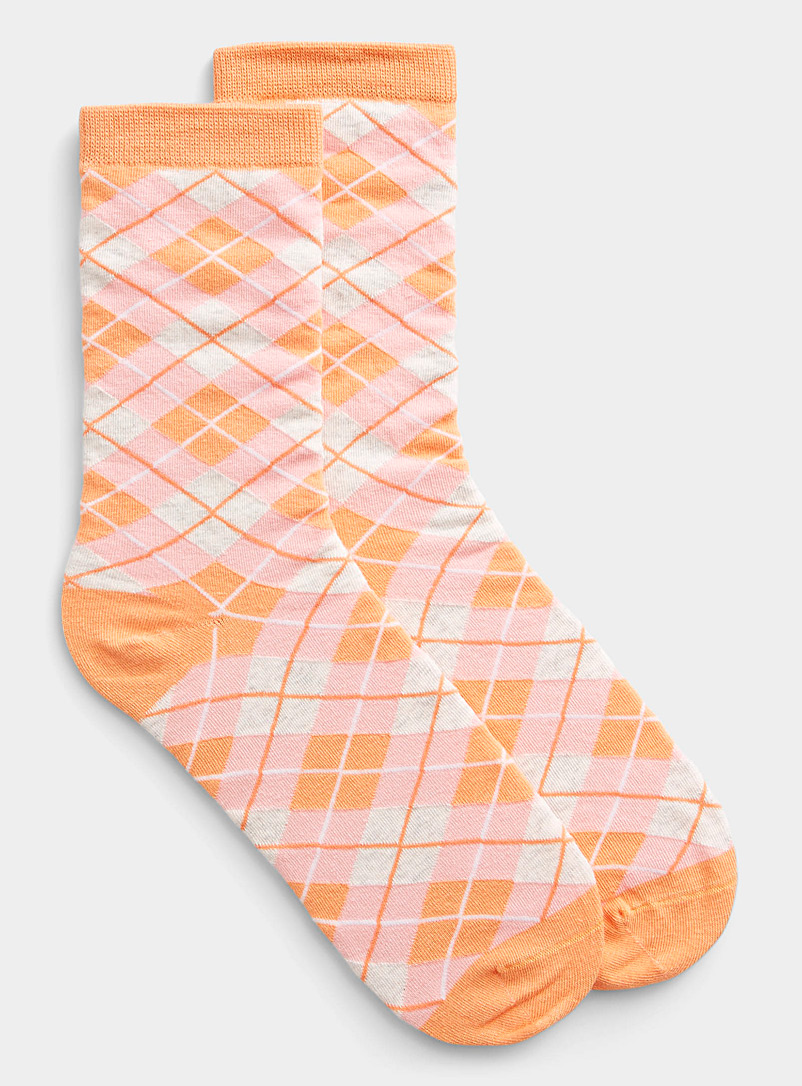Simons Coral Organic cotton argyle socks for women