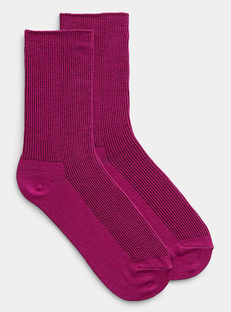 Simons Pink Touch of wool minimalist sock for women
