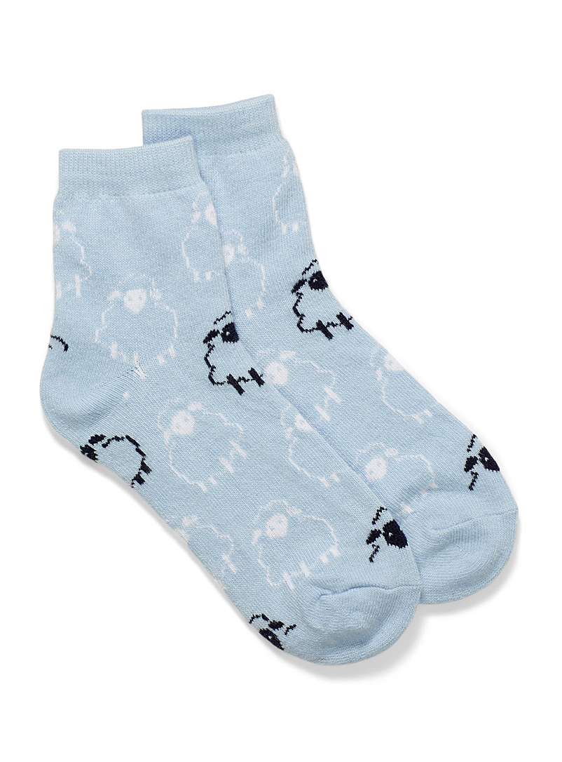 Simons Baby Blue Touch-of-wool sheep socks for women