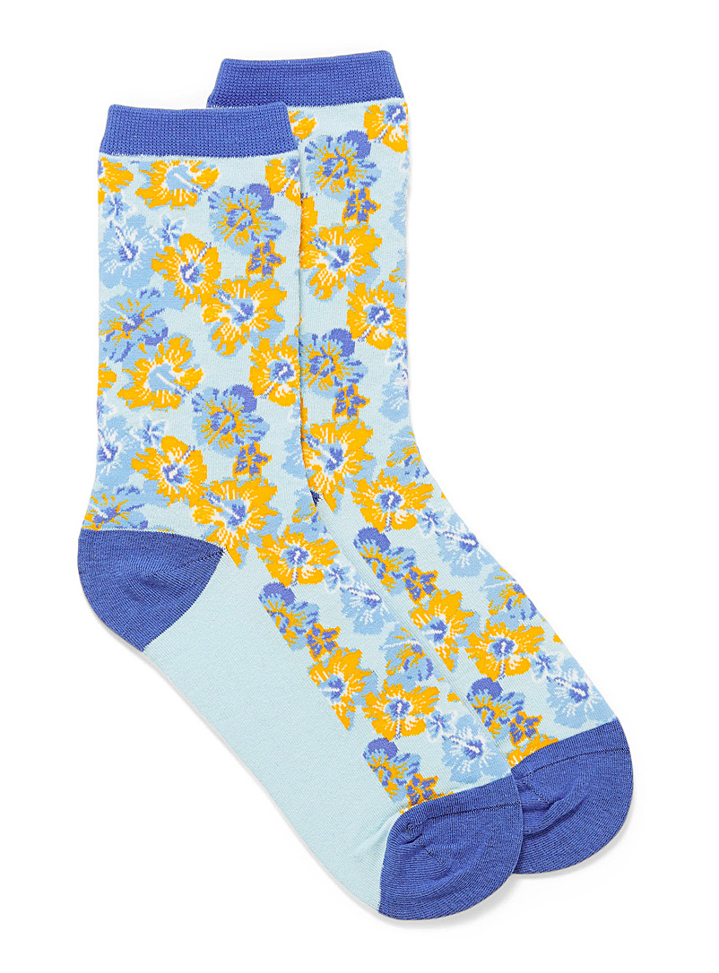Simons Blue Hibiscus socks for women