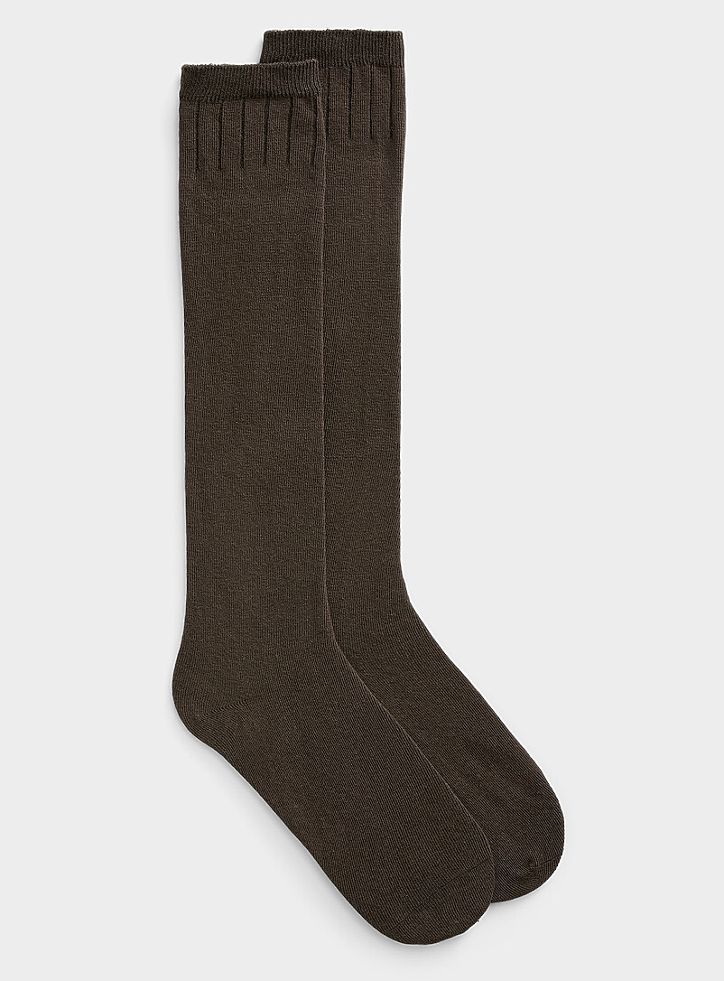 Simons White Solid knee-highs for women