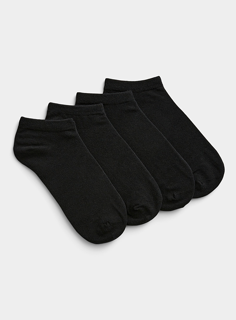 Simons Black Solid ped socks for women