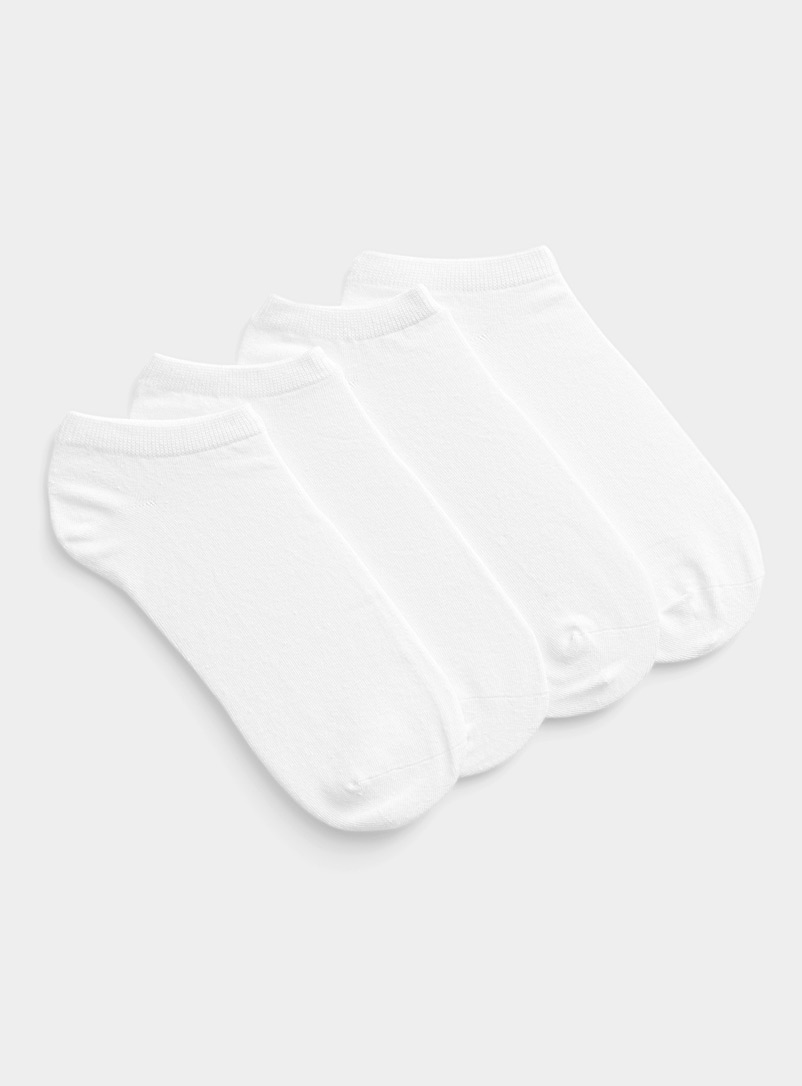 Simons White Solid ped socks for women
