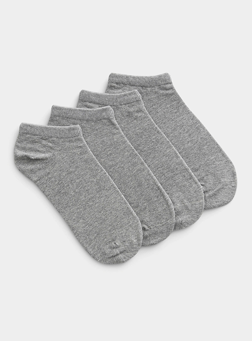 Simons Patterned Grey Solid ped socks Set of 2 for women