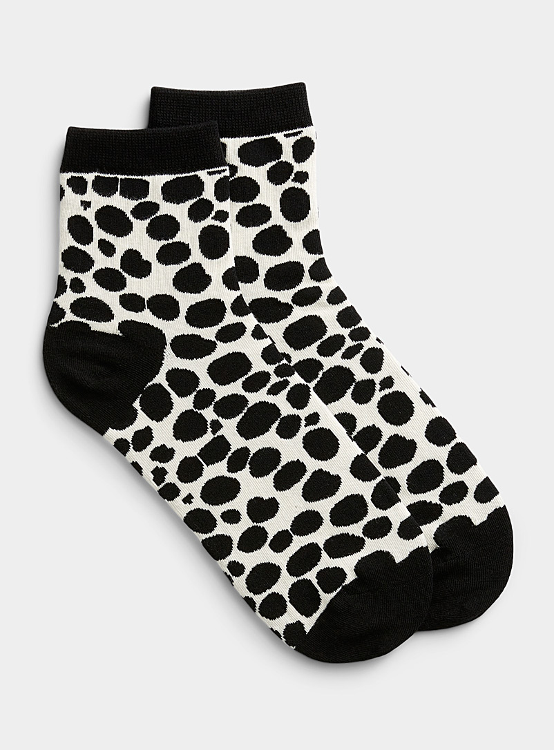 Simons Cream Beige Geo leopard socks for women