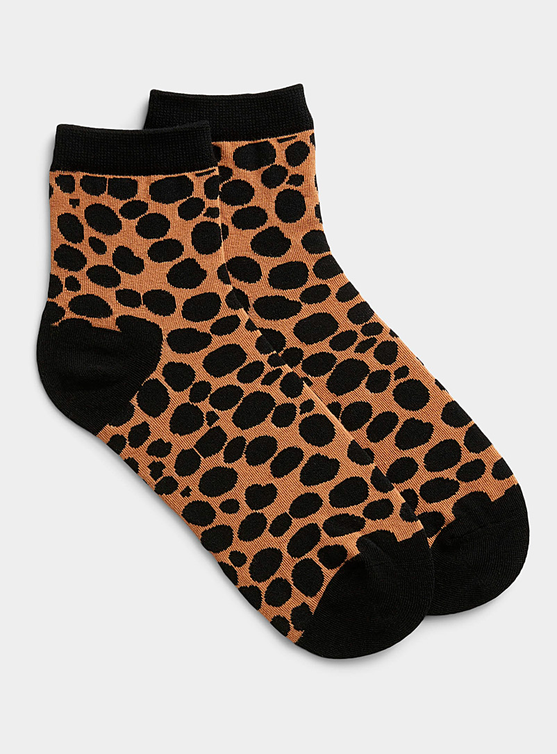 Simons Copper Geo leopard socks for women