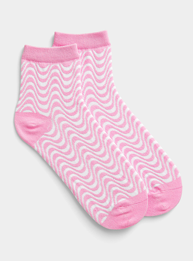 Simons Pink Two-tone wavy socks for women