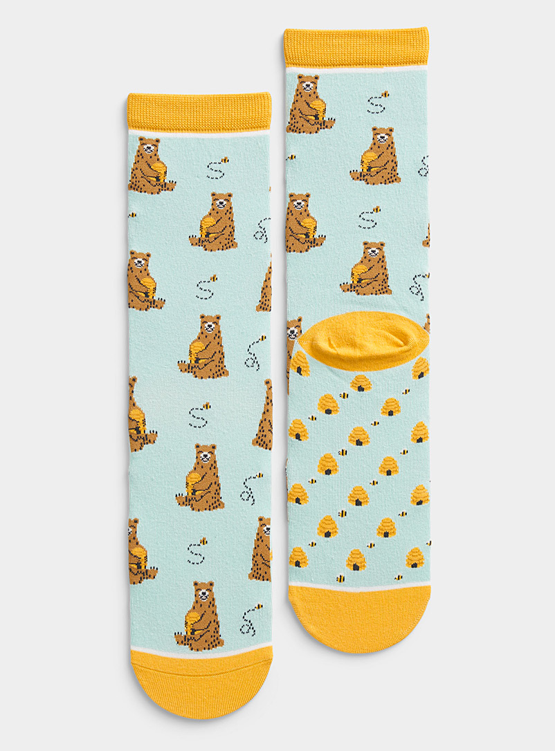 Simons Teal Colourful-toe animal print socks for women
