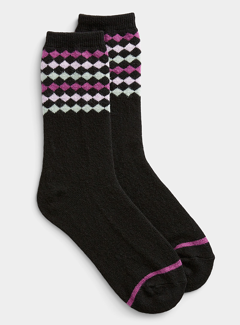 Simons Black Diamond pattern socks for women