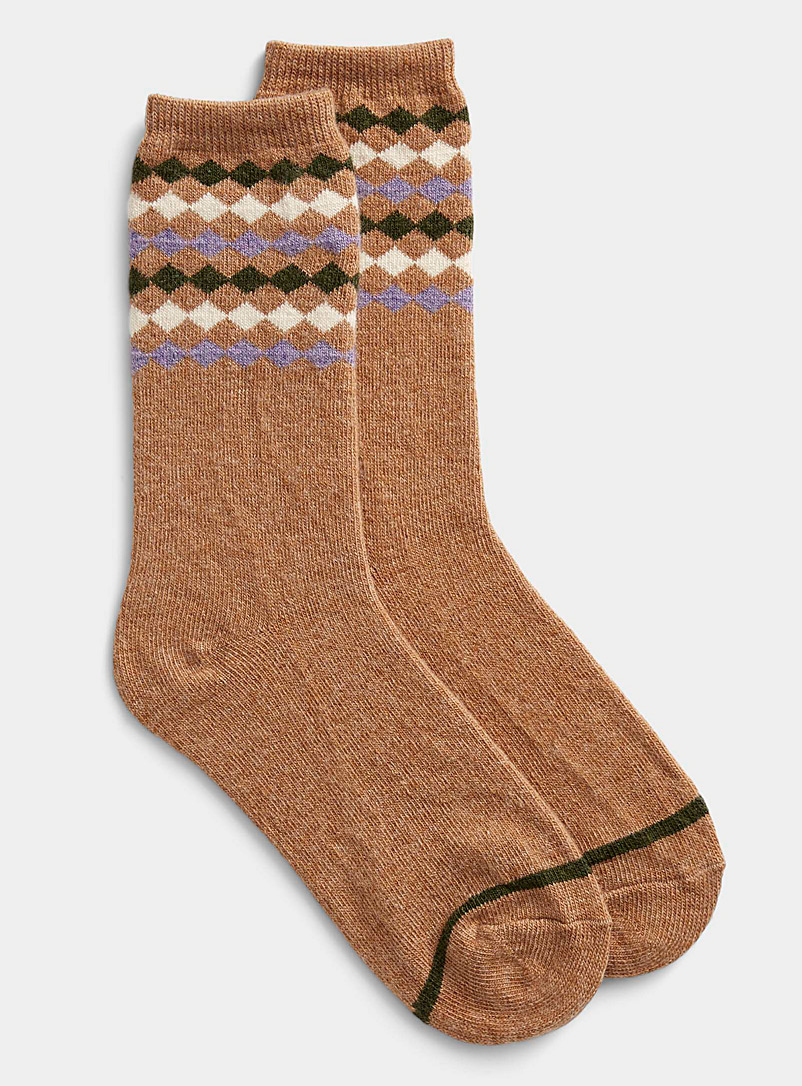 Simons Fawn Diamond pattern socks for women